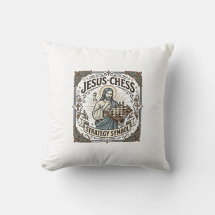 Jesus Chess Strategy Symbol Jesus Chess Strategy C Cushion