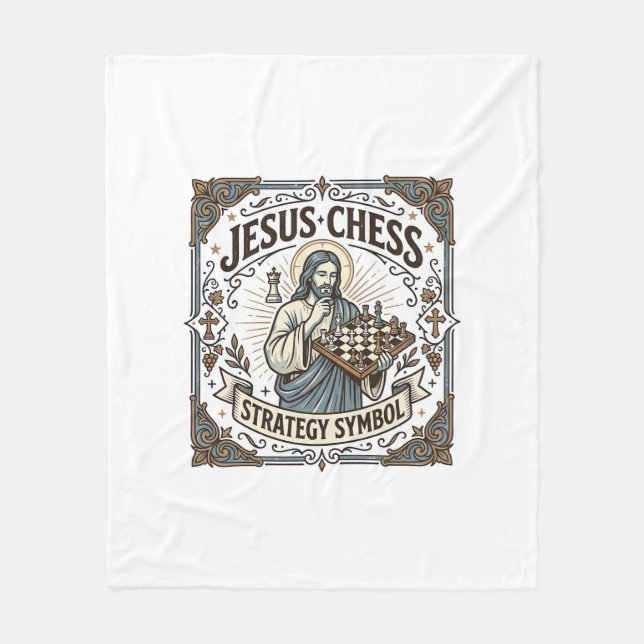 Jesus Chess Strategy Symbol Jesus Chess Strategy C Fleece Blanket (Front)