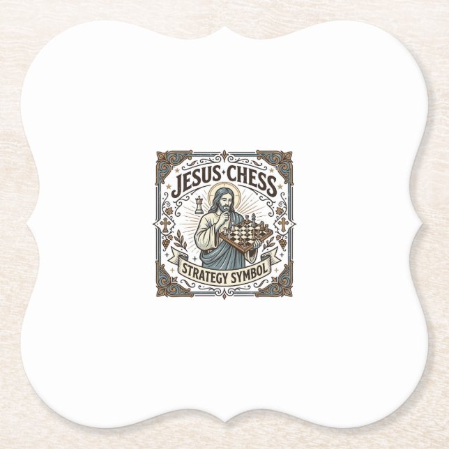 Jesus Chess Strategy Symbol Jesus Chess Strategy C Paper Coaster (Front)
