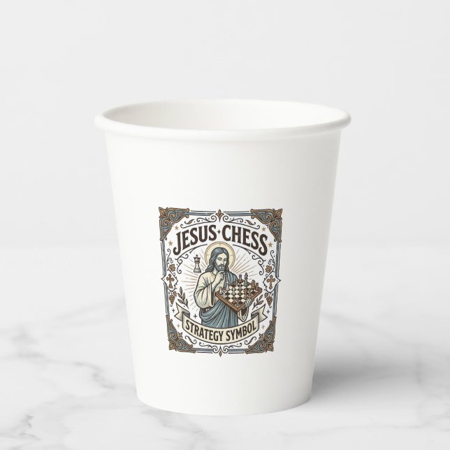 Jesus Chess Strategy Symbol Jesus Chess Strategy C Paper Cups (Front)