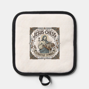 Jesus Chess Strategy Symbol Jesus Chess Strategy C Pot Holder
