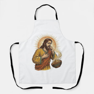 Jesus Choking Dry Tortilla Chip Crumb Food Humor_1 Apron
