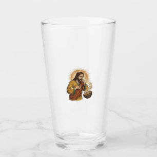 Jesus Choking Dry Tortilla Chip Crumb Food Humor_1 Glass