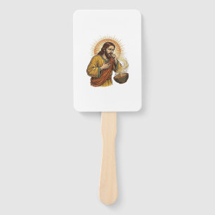 Jesus Choking Dry Tortilla Chip Crumb Food Humor_1 Hand Fan