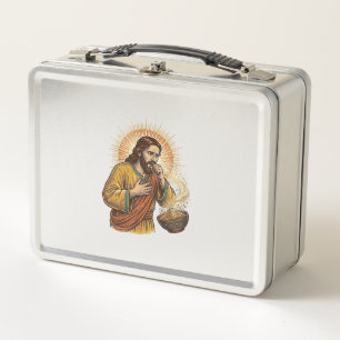 Jesus Choking Dry Tortilla Chip Crumb Food Humor_1 Metal Lunch Box