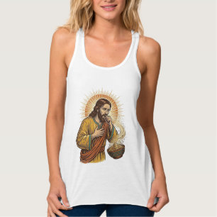 Jesus Choking Dry Tortilla Chip Crumb Food Humor_1 Singlet