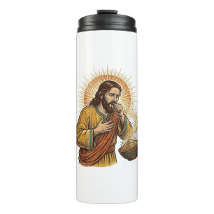 Jesus Choking Dry Tortilla Chip Crumb Food Humor_1 Thermal Tumbler