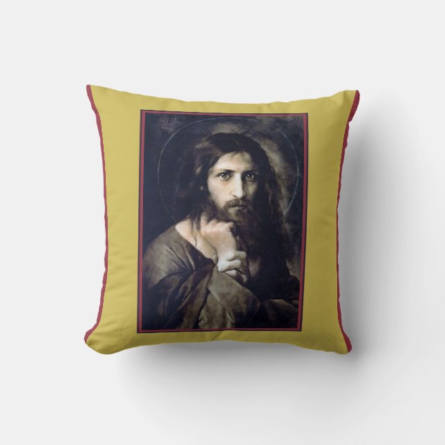 Jesus Christ 1888 by Georg Karl Franz Cornicelius Cushion (Front)