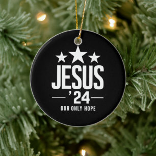 Jesus Christ 2024 President USA Election Political Ceramic Tree Decoration
