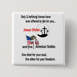 Jesus Christ and the American Soldier 15 Cm Square Badge