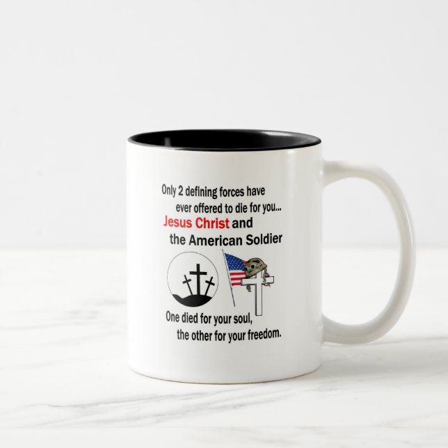 Jesus Christ and the American Soldier 2nd Version Two-Tone Coffee Mug (Right)