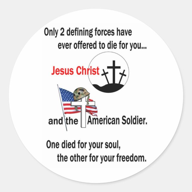 Jesus Christ and the American Soldier Classic Round Sticker (Front)