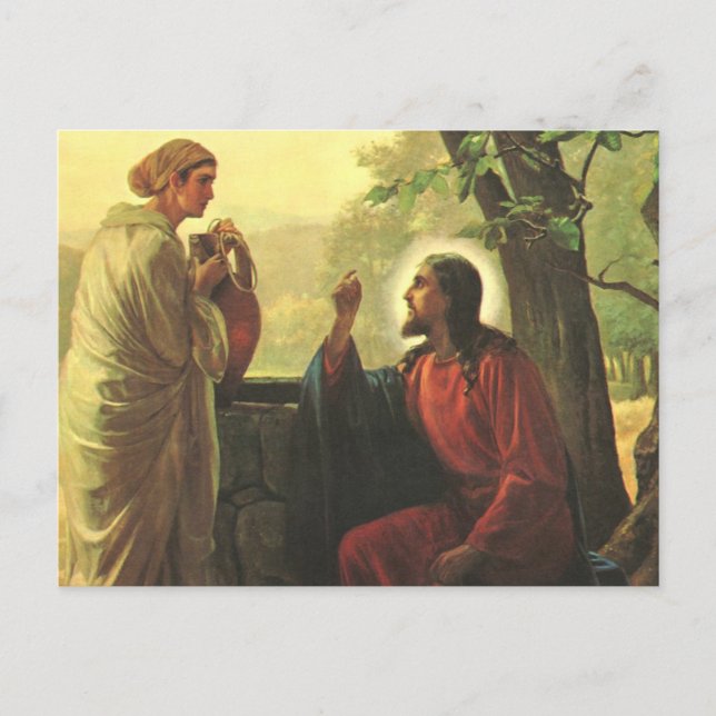 Jesus Christ and the Good Samaritan at the Well Postcard (Front)