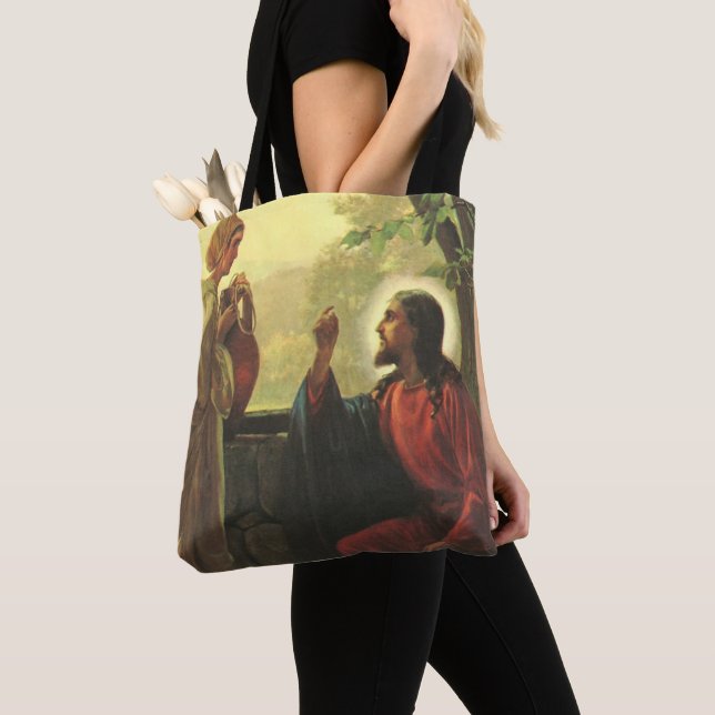 Jesus Christ and the Good Samaritan at the Well Tote Bag (Close Up)