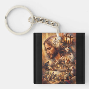 Jesus Christ Art T-Shirt Inspirational Christian Key Ring