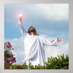 Jesus Christ Ascending to Heaven Christian Art God Poster