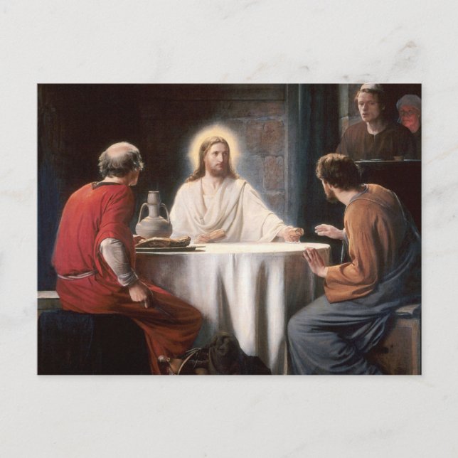 Jesus Christ at the Supper at Emmaus by Carl Bloch Postcard (Front)