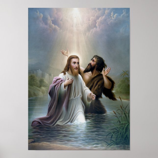Jesus Christ Baptism by John the Baptist Poster (Front)