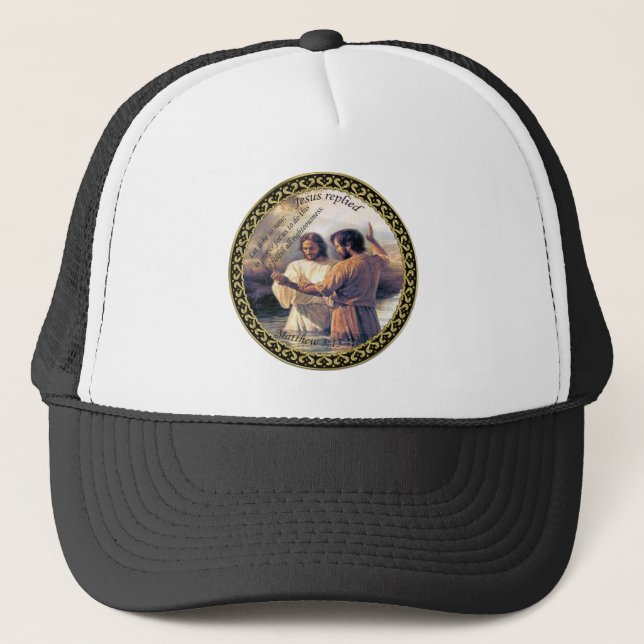 Jesus Christ Baptism image one Trucker Hat (Front)