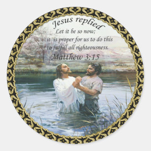 Jesus Christ Baptism image two Classic Round Sticker