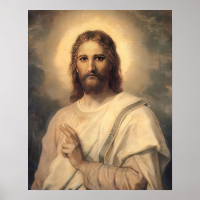 Jesus Christ Blessing by Hofmann Poster (Front)