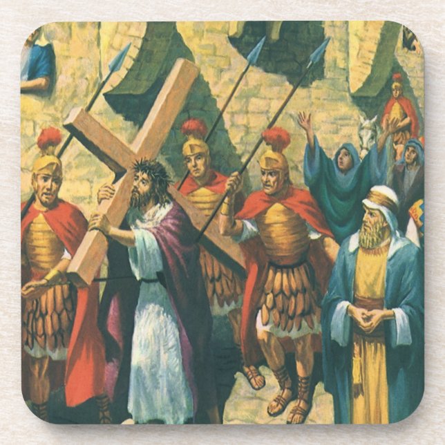 Jesus Christ Carrying the Cross to his Crucifixion Coaster (Front)