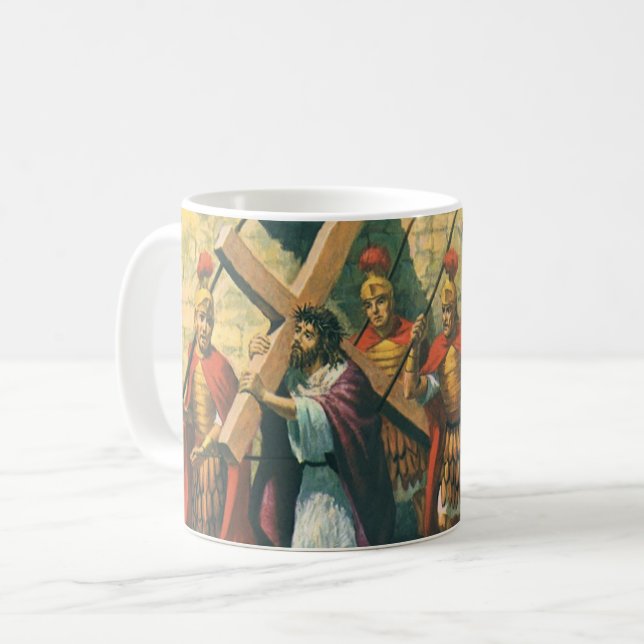 Jesus Christ Carrying the Cross to his Crucifixion Coffee Mug (Front Left)
