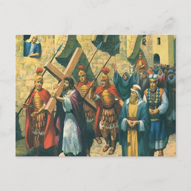 Jesus Christ Carrying the Cross to his Crucifixion Postcard (Front)