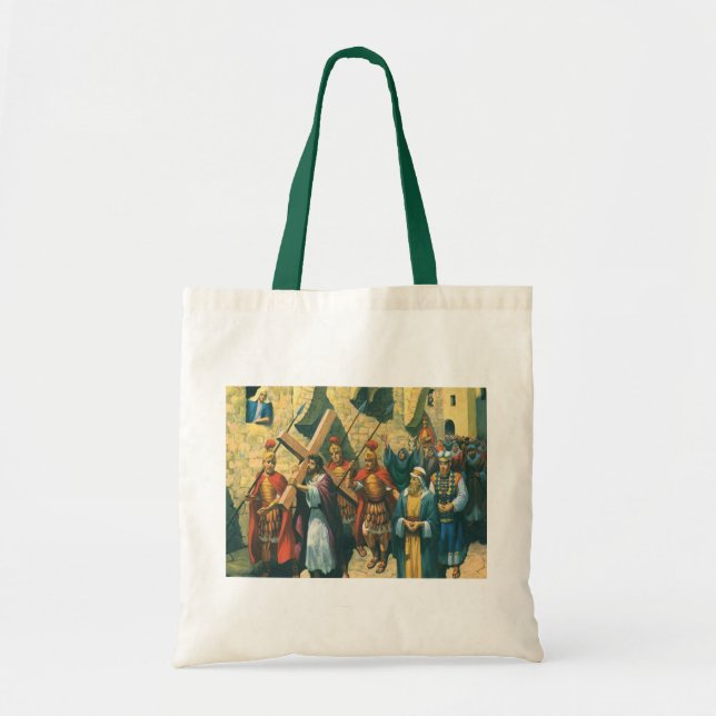 Jesus Christ Carrying the Cross to his Crucifixion Tote Bag (Front)