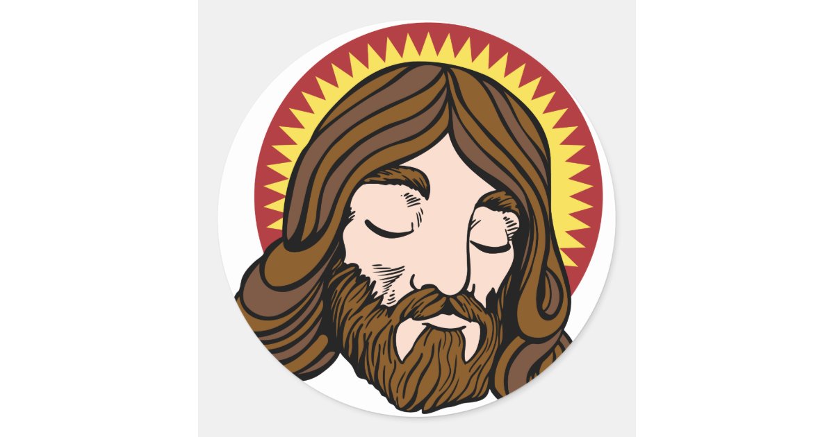 Jesus Christ Cartoon Face Classic Round Sticker 