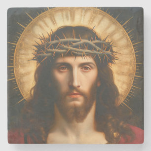 Jesus Christ   Christian Religious Art Stone Coaster