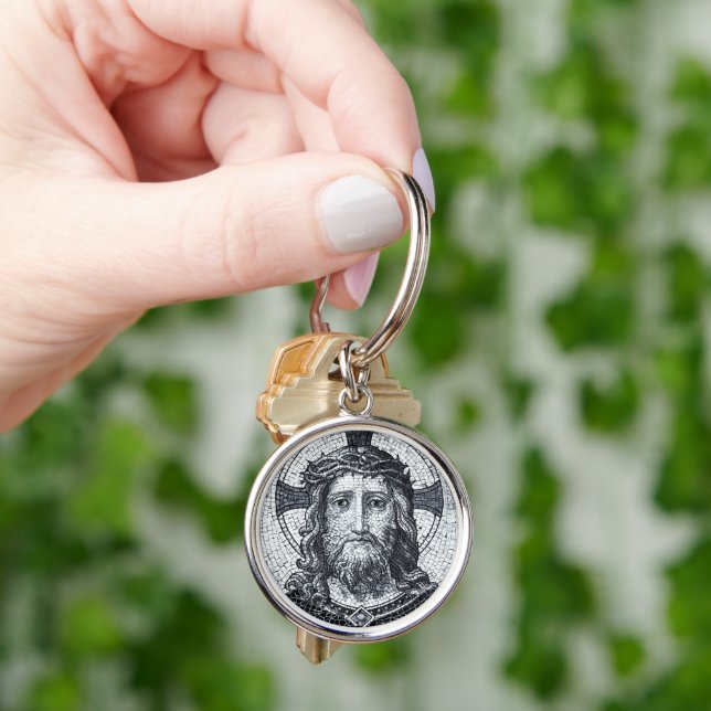 Jesus Christ & Christian, vintage art / church Key Ring (Hand)