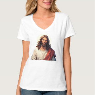 Jesus Christ Christian Women's V-Neck Tee Shirt