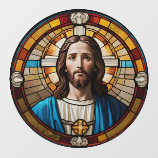 Jesus Christ Circular Faux Stained Glass Circle