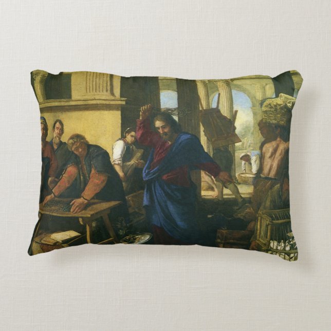 Jesus Christ Cleansing of the Temple Decorative Cushion (Back)
