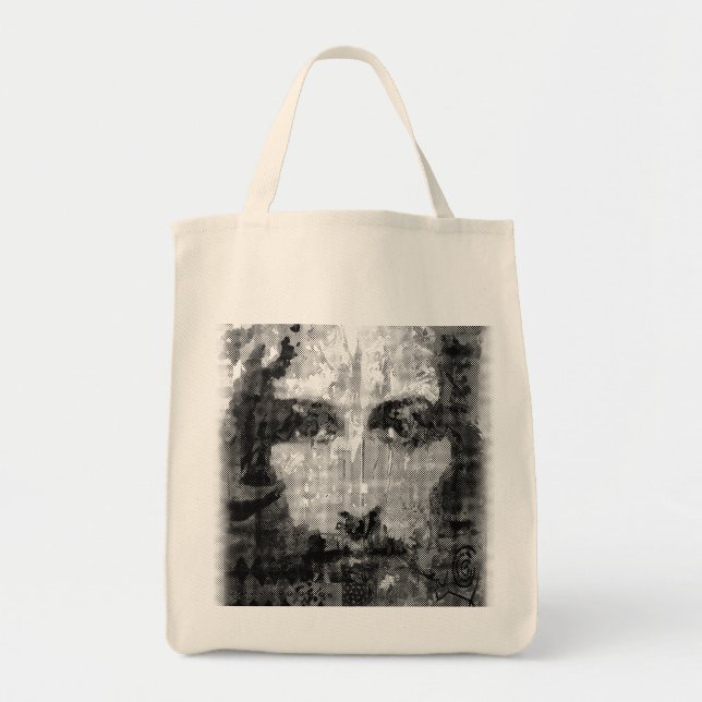Jesus Christ Collage halftone black + your ideas Tote Bag (Front)