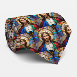 Jesus Christ Colourful Stained Glass style Tie