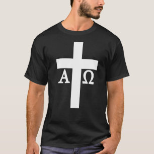 Jesus Christ Cross Alpha Omega Christianity Bible T-Shirt