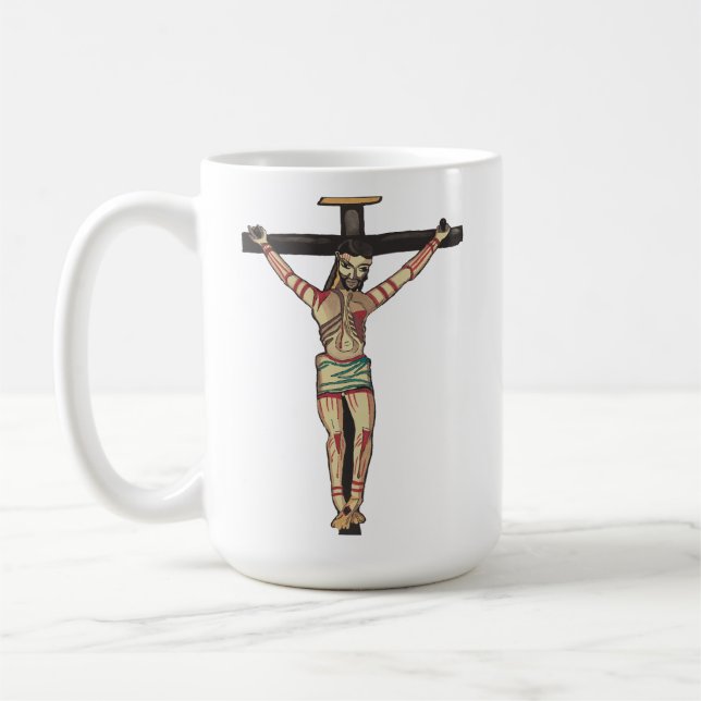 Jesus Christ Cross Crucifixion Watercolor art  Coffee Mug (Left)