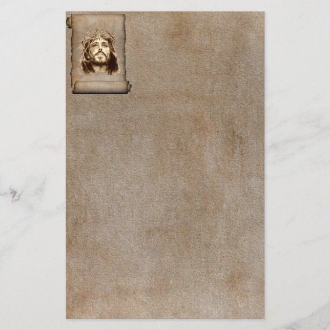 Jesus Christ Crown of Thorns on Scroll Stationery (Front)