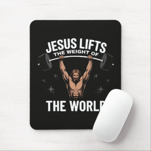 Jesus Christ Deadlifting Mouse Pad