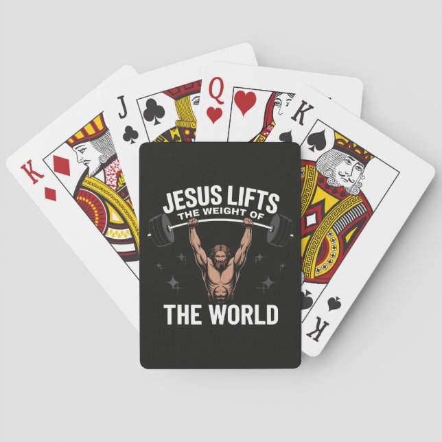 Jesus Christ Deadlifting Playing Cards (Back)