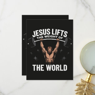 Jesus Christ Deadlifting Thank You Card