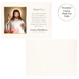 Jesus Christ Divine Mercy Catholic Funeral Thank You Card