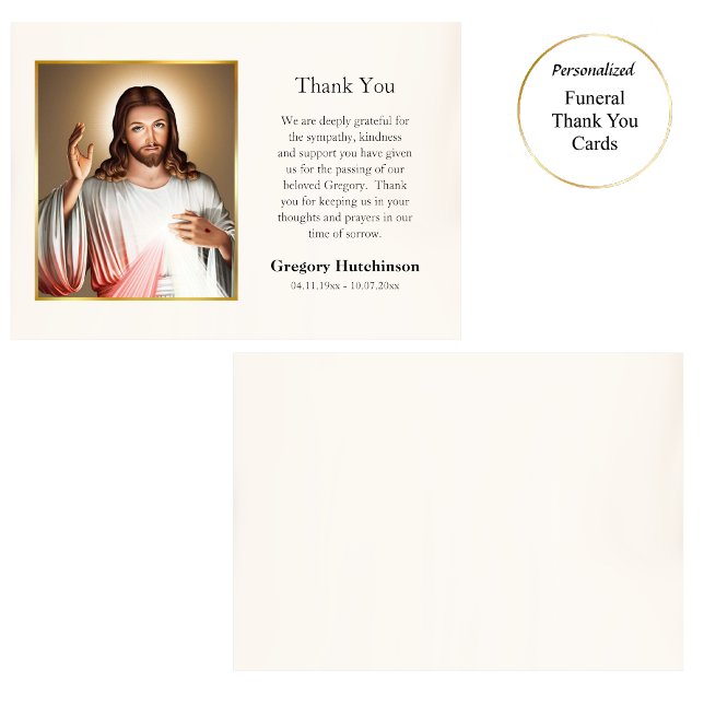 Jesus Christ Divine Mercy Catholic Funeral Thank You Card (Creator Uploaded)