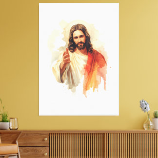 Jesus christ Extending Hands Water color painting Canvas Print
