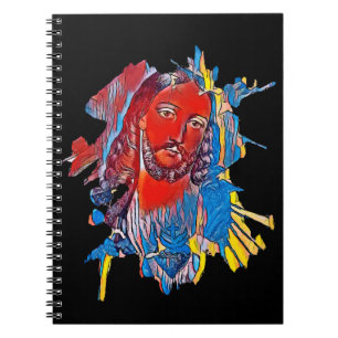 Jesus Christ Face sacred heart Abstract art Notebook