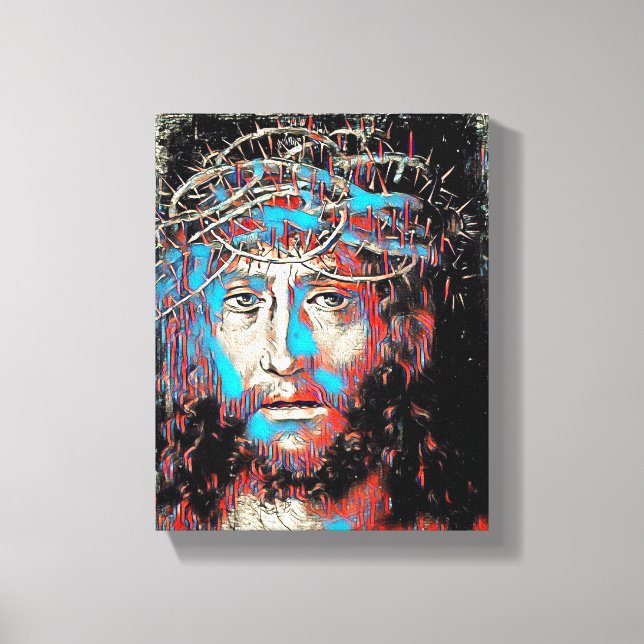 Jesus Christ face Thorn Crown Abstract Painting Canvas Print (Front)