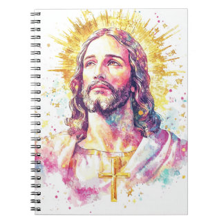 Jesus Christ Face Watercolor Painting Religious Notebook