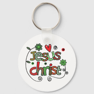 Jesus Christ Festive Christian Typography Key Ring